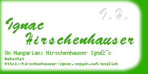 ignac hirschenhauser business card